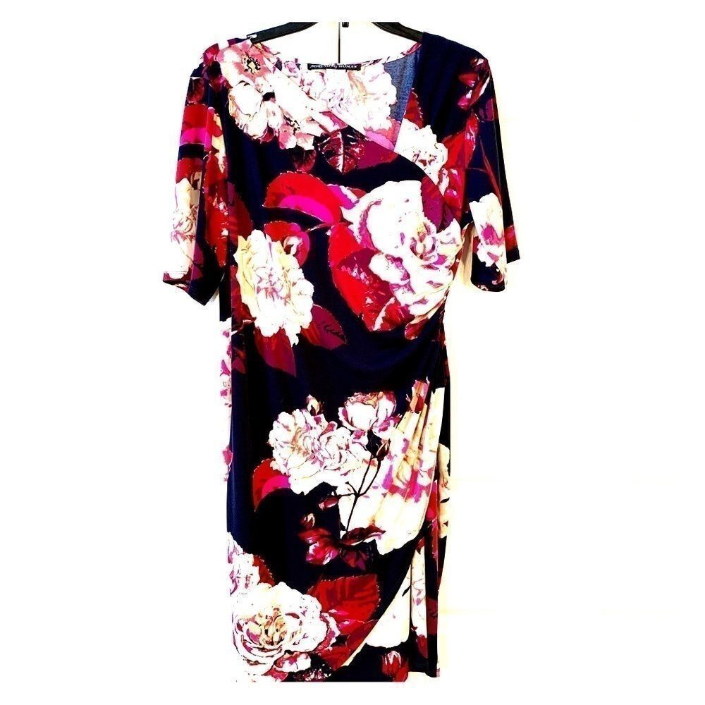 FLIRTY LOW MAINTENANCE NAVY FLORAL DRESS XL